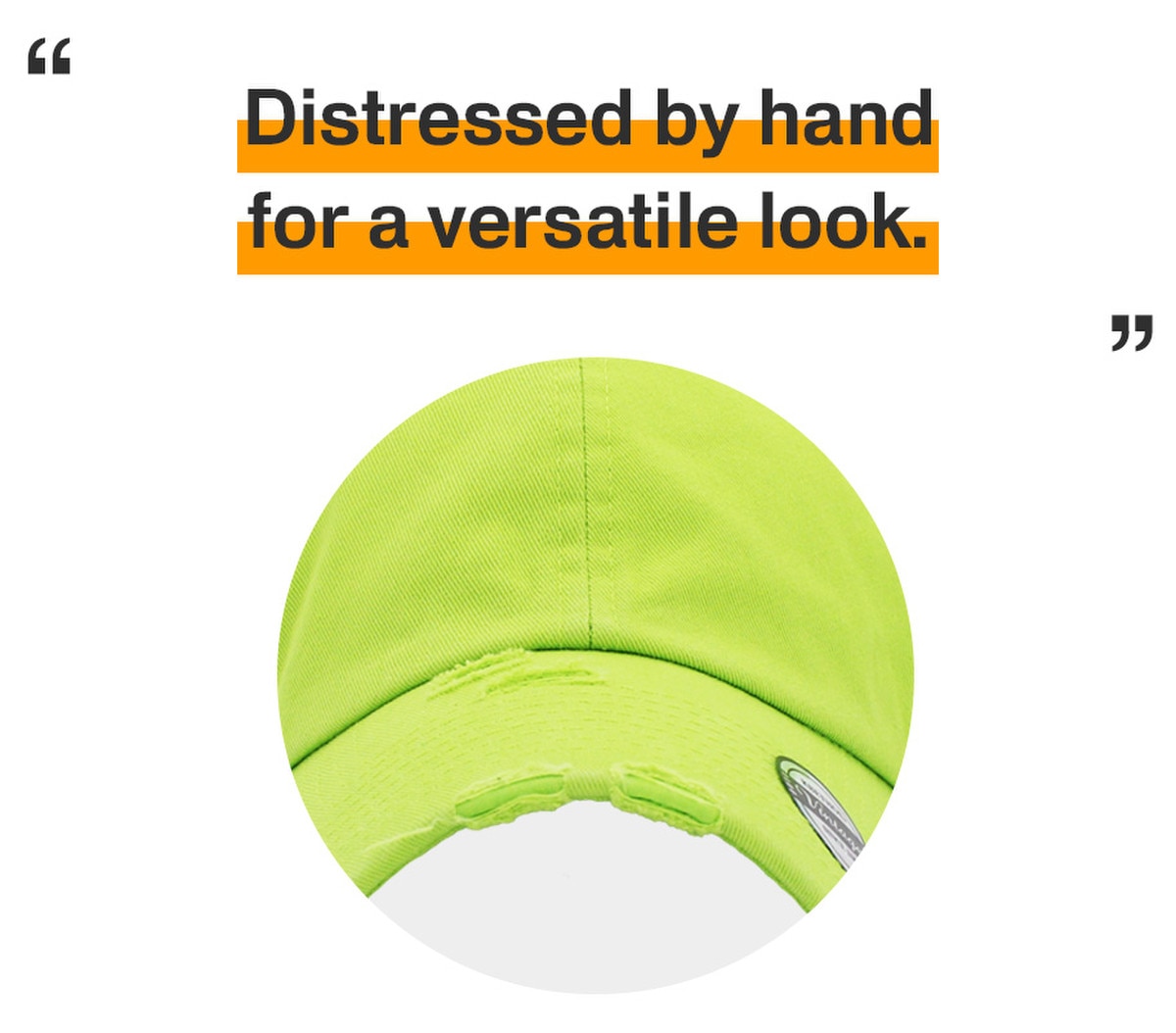 Lime Distressed Vintage Baseball Cap Front View
